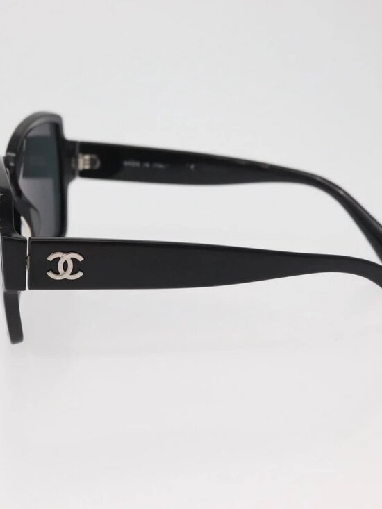 CHANEL COCO Mark Sunglasses plastic Black 5385-A CC Auth BA11986